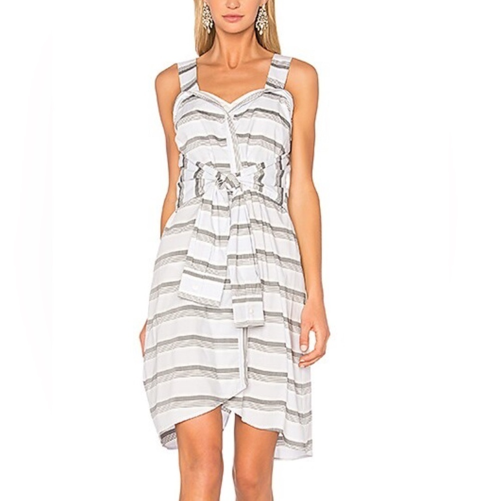 Derek Lam 10 Crosby Striped Tie Front Casual Midi Sundress